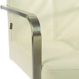 SIX Freischwinger Armlehnstuhl Libero Rindsleder Creme Weiß, Edelstahl