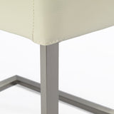 SIX Freischwinger Lederstuhl Libero Rindsleder Creme Weiß, Edelstahl