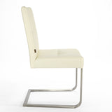 SIX Freischwinger Lederstuhl Libero Rindsleder Creme Weiß, Edelstahl