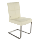 SIX Freischwinger Lederstuhl Libero Rindsleder Creme Weiß, Edelstahl