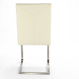 SIX Freischwinger Lederstuhl Libero Rindsleder Creme Weiß, Edelstahl