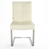 SIX Freischwinger Lederstuhl Libero Rindsleder Creme Weiß, Edelstahl