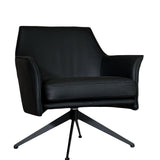 SIX Ledersessel Dreh-Club-Sessel Aurio Schwarz, Metall
