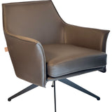 SIX Ledersessel Dreh-Club-Sessel Aurio Braun, Metall