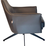 SIX Ledersessel Dreh-Club-Sessel Aurio Braun, Metall