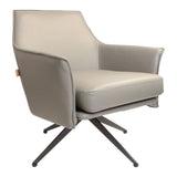 SIX Ledersessel Dreh-Club-Sessel Aurio Grau, Metall