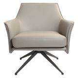 SIX Ledersessel Dreh-Club-Sessel Aurio Grau, Metall