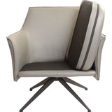 SIX Ledersessel Dreh-Club-Sessel Aurio Grau, Metall