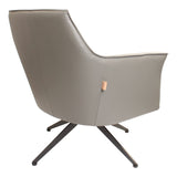 SIX Ledersessel Dreh-Club-Sessel Aurio Grau, Metall