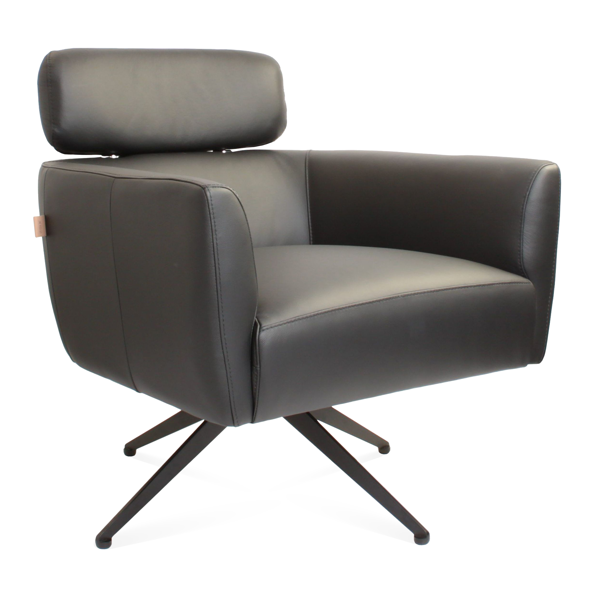 SIX Ledersessel Elito Schwarz, Metall