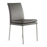 SIX Lederstuhl Ricco Grau, Edelstahl