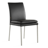 SIX Lederstuhl Ricco Schwarz, Edelstahl
