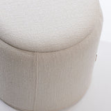 SIX Polsterhocker Fußhocker rund 440x440x450 mm Bouclé Stoff Weiss