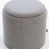 SIX Polsterhocker Fußhocker rund 440x440x450 mm Bouclé Stoff Grau
