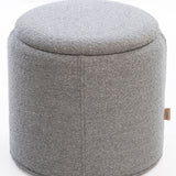 SIX Polsterhocker Fußhocker rund 440x440x450 mm Bouclé Stoff Grau