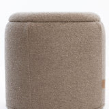 SIX Polsterhocker Fußhocker rund 440x440x450 mm Bouclé Stoff Braun