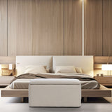 SIX Polsterhocker Fußhocker rechteckig 820x410x430 Bouclé Stoff Beige