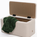 SIX Polsterhocker Fußhocker rechteckig 820x410x430 Bouclé Stoff Beige