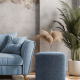 SIX Polsterhocker Fußhocker rund 42x40 Stoff soft Blau