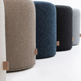SIX Polsterhocker Fußhocker rund 42x40 Stoff soft hell Braun