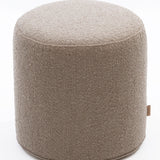 SIX Polsterhocker Fußhocker rund 42x40 Stoff soft hell Braun