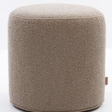 SIX Polsterhocker Fußhocker rund 42x40 Stoff soft hell Braun