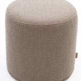 SIX Polsterhocker Fußhocker rund 42x40 Stoff soft hell Braun