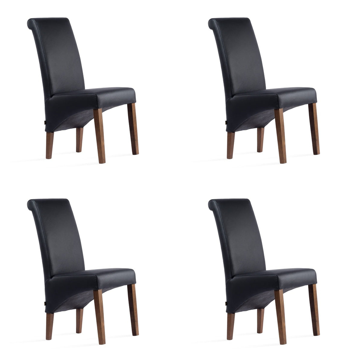 SIX Lederstuhl Felice Schwarz, Nussbaum – Stühle am Esstisch