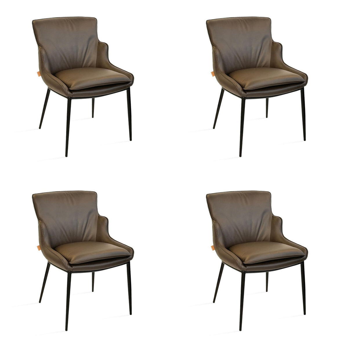 SIX Lederstuhl Lusso Braun, Metall – Stühle am Esstisch
