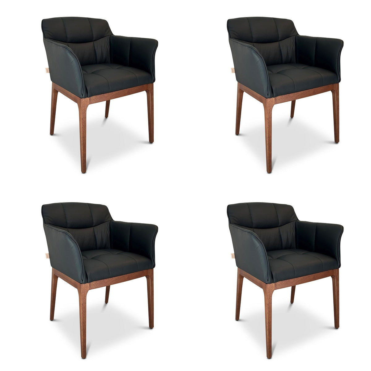SIX Zeta genuine leather dining room chair armrest chair - black walnut – chairs at the dining table