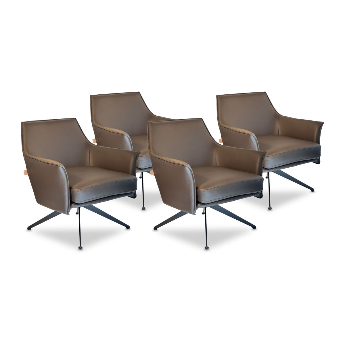 Fauteuil en cuir SIX fauteuil club pivotant Aurio marron, métal – fauteuils dans le salon