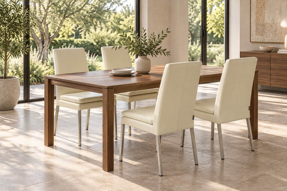 SIX Leather Chair Stella Cream White (2201), stainless steel – set of 4