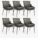 SIX Lederstuhl Lusso Schwarz, Metall - Sets