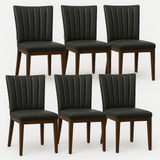 SIX Lederstuhl Fenci Schwarz, Nussbaum - Sets