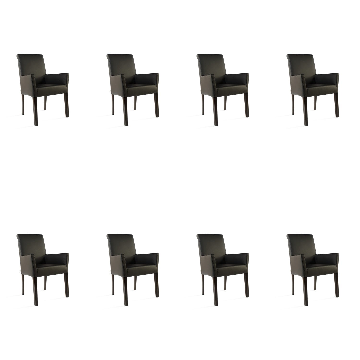 SIX Lederstuhl Armlehnstuhl Galdo Schwarz, Hartholz (Wenge) - Sets
