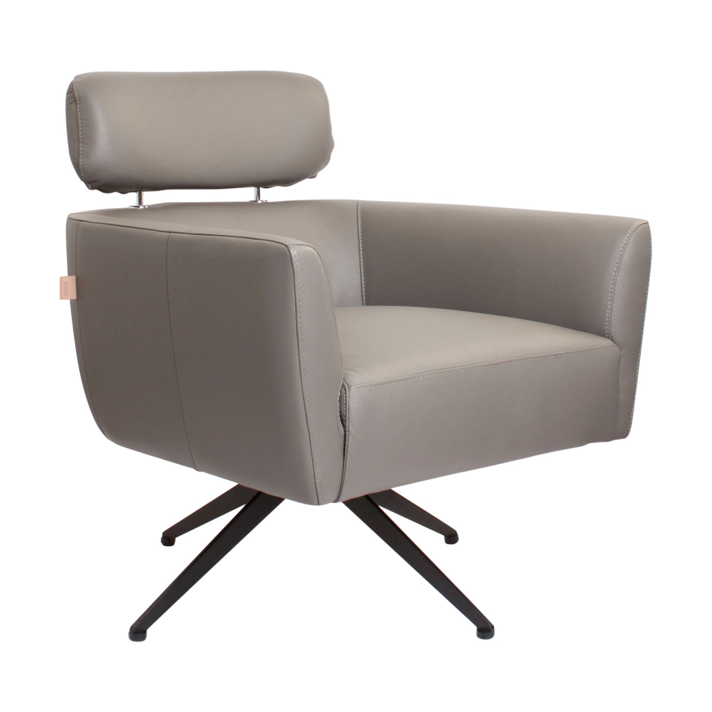SIX Ledersessel Elito Grau, Metall