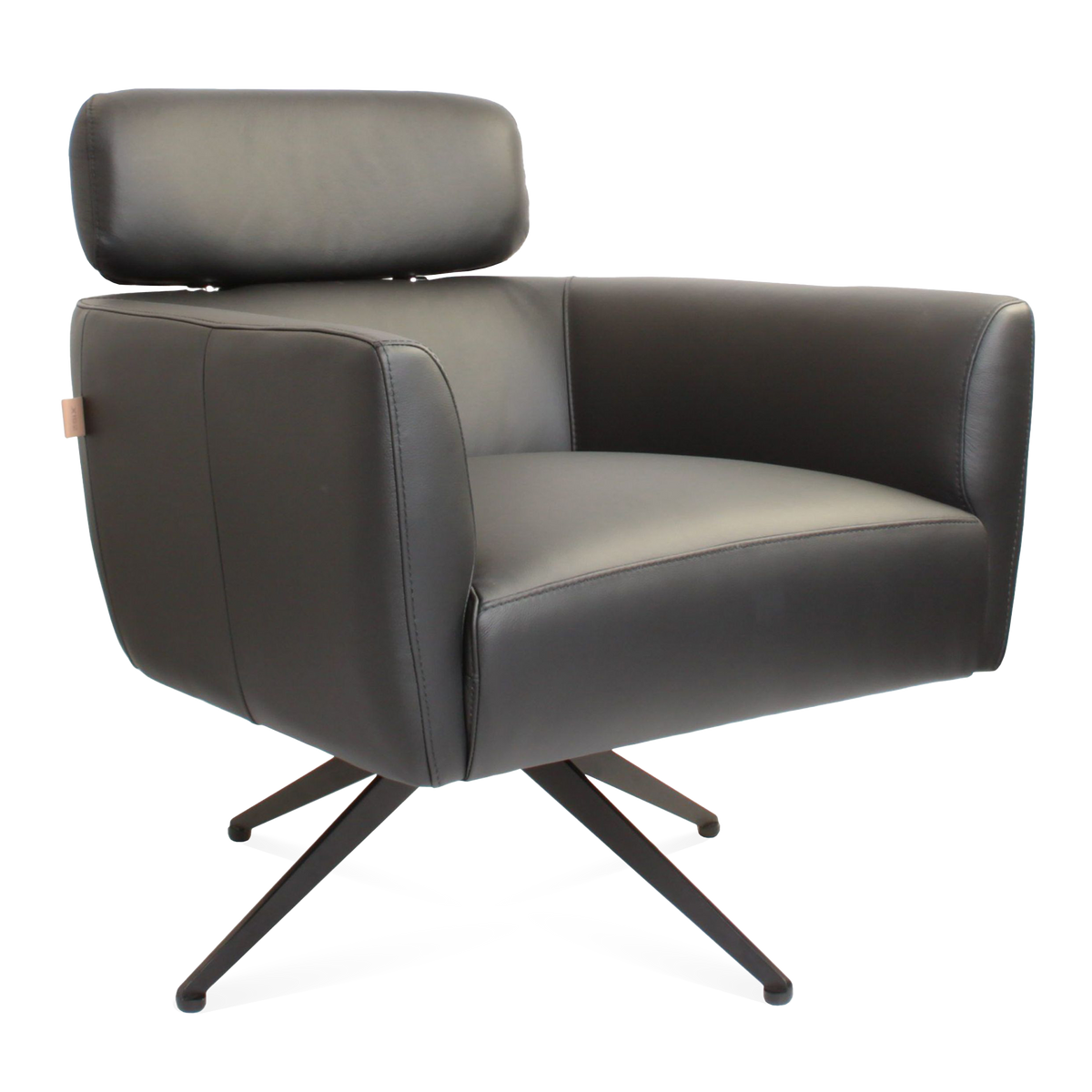 SIX Ledersessel Elito Schwarz, Metall