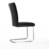 SIX Lederstuhl Freischwinger Lemgo Rindsleder Schwarz Edelstahl