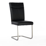 SIX Lederstuhl Freischwinger Lemgo Rindsleder Schwarz Edelstahl