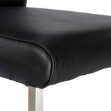 SIX Lederstuhl Freischwinger Lemgo Rindsleder Schwarz Edelstahl