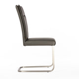 SIX Lederstuhl Freischwinger Lemgo Rindsleder Grau Edelstahl