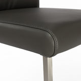 SIX Lederstuhl Freischwinger Lemgo Rindsleder Grau Edelstahl