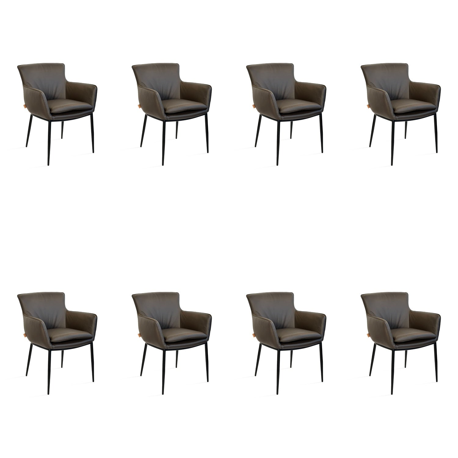 SIX Lederstuhl Armlehnstuhl Lusso Braun, Metall - Sets