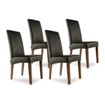 SIX Lederstuhl Bambi Schwarz, Nussbaum – 4er-Set