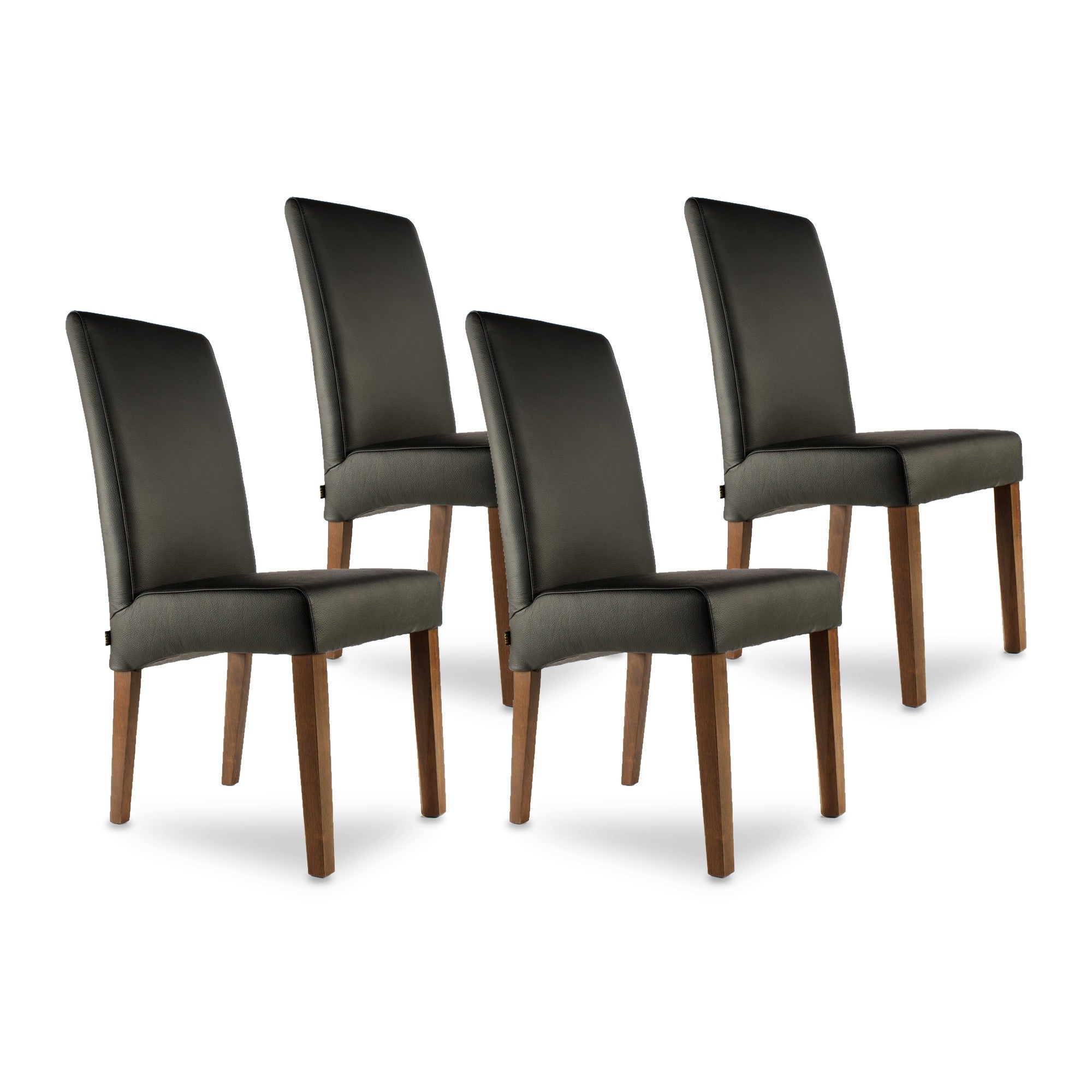 SIX Lederstuhl Bambi Schwarz, Nussbaum – 4er-Set