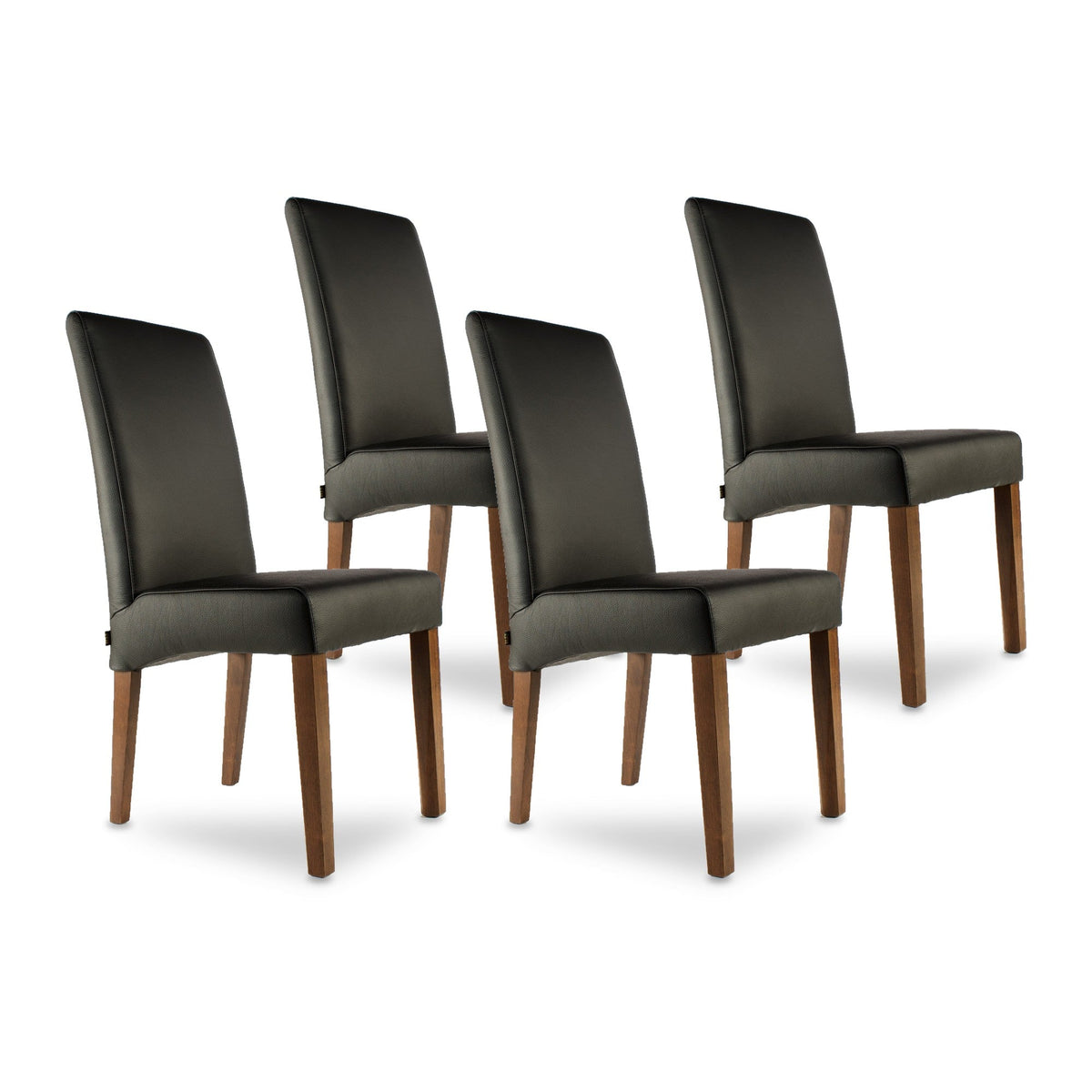 SIX chaise en cuir Bambi noir, noyer – chaises autour de la table à manger
