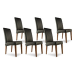 SIX Lederstuhl Bambi Schwarz, Nussbaum – 6er-Set