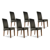 SIX Lederstuhl Bambi Schwarz, Nussbaum – 6er-Set