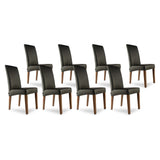 SIX Lederstuhl Bambi Schwarz, Nussbaum – 8er-Set