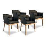 SIX Zeta Echtleder Esszimmerstuhl Armlehnenstuhl – Braun Eiche – 4er-Set